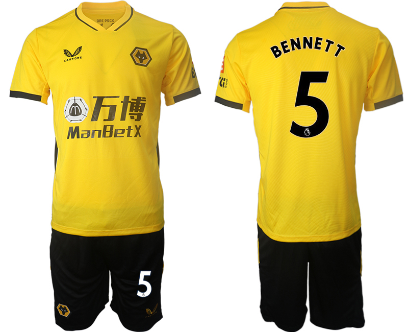 Men 2021-2022 Club Wolverhampton Wanderers home yellow #5 Soccer Jersey->other club jersey->Soccer Club Jersey